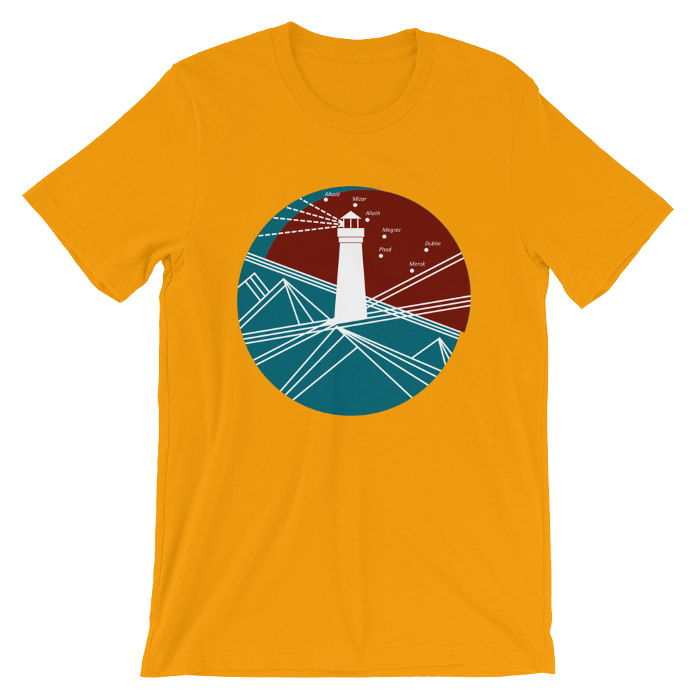 Lighthouse Unisex T-Shirt, Collection Fjaka-Gold-S-Tamed Winds-tshirt-shop-and-sailing-blog-www-tamedwinds-com