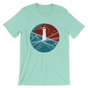 Lighthouse Unisex T-Shirt, Collection Fjaka-Heather Mint-S-Tamed Winds-tshirt-shop-and-sailing-blog-www-tamedwinds-com