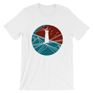 Lighthouse Unisex T-Shirt, Collection Fjaka-White-S-Tamed Winds-tshirt-shop-and-sailing-blog-www-tamedwinds-com