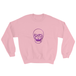 Neon Skull Unisex Crewneck Sweatshirt, Collection Jolly Roger-Light Pink-S-Tamed Winds-tshirt-shop-and-sailing-blog-www-tamedwinds-com