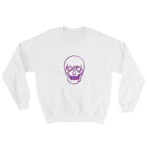 Neon Skull Unisex Crewneck Sweatshirt, Collection Jolly Roger-White-S-Tamed Winds-tshirt-shop-and-sailing-blog-www-tamedwinds-com