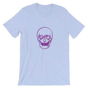 Neon Skull Unisex T-Shirt, Collection Jolly Roger-Heather Blue-S-Tamed Winds-tshirt-shop-and-sailing-blog-www-tamedwinds-com