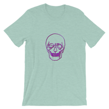 Neon Skull Unisex T-Shirt, Collection Jolly Roger-Heather Prism Dusty Blue-S-Tamed Winds-tshirt-shop-and-sailing-blog-www-tamedwinds-com