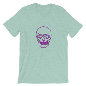 Neon Skull Unisex T-Shirt, Collection Jolly Roger-Heather Prism Dusty Blue-S-Tamed Winds-tshirt-shop-and-sailing-blog-www-tamedwinds-com