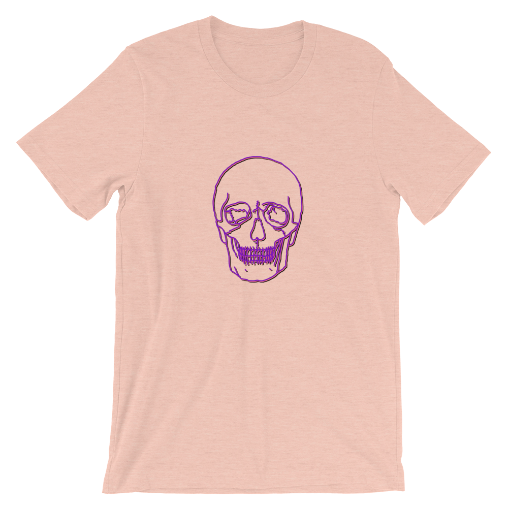 Neon Skull Unisex T-Shirt, Collection Jolly Roger-Heather Prism Peach-S-Tamed Winds-tshirt-shop-and-sailing-blog-www-tamedwinds-com
