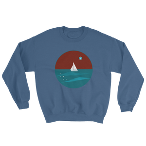 Northern Star Unisex Crewneck Sweatshirt, Collection Fjaka-Indigo Blue-S-Tamed Winds-tshirt-shop-and-sailing-blog-www-tamedwinds-com