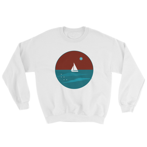 Northern Star Unisex Crewneck Sweatshirt, Collection Fjaka-White-S-Tamed Winds-tshirt-shop-and-sailing-blog-www-tamedwinds-com