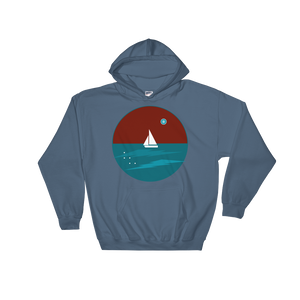 Northern Star Unisex Hooded Sweatshirt, Collection Fjaka-Indigo Blue-S-Tamed Winds-tshirt-shop-and-sailing-blog-www-tamedwinds-com