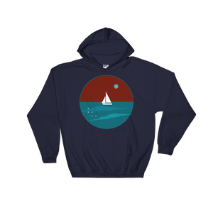 Northern Star Unisex Hooded Sweatshirt, Collection Fjaka-Navy-S-Tamed Winds-tshirt-shop-and-sailing-blog-www-tamedwinds-com