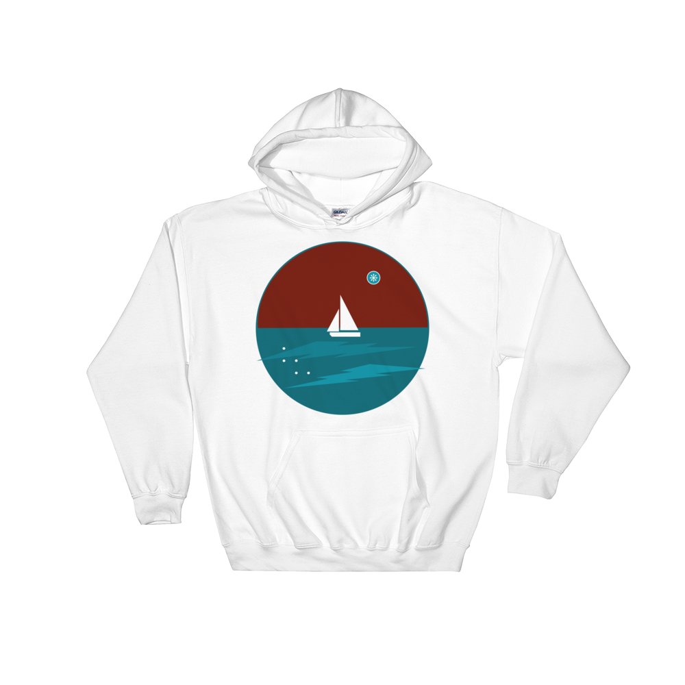 Northern Star Unisex Hooded Sweatshirt, Collection Fjaka-White-S-Tamed Winds-tshirt-shop-and-sailing-blog-www-tamedwinds-com