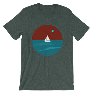 Northern Star Unisex T-Shirt, Collection Fjaka-Heather Forest-S-Tamed Winds-tshirt-shop-and-sailing-blog-www-tamedwinds-com