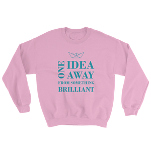 One Idea Away Unisex Crewneck Sweatshirt, Collection Origami Boat-Light Pink-S-Tamed Winds-tshirt-shop-and-sailing-blog-www-tamedwinds-com