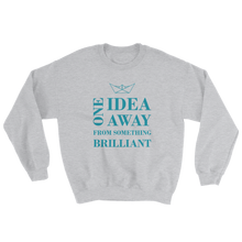 One Idea Away Unisex Crewneck Sweatshirt, Collection Origami Boat-Sport Grey-S-Tamed Winds-tshirt-shop-and-sailing-blog-www-tamedwinds-com
