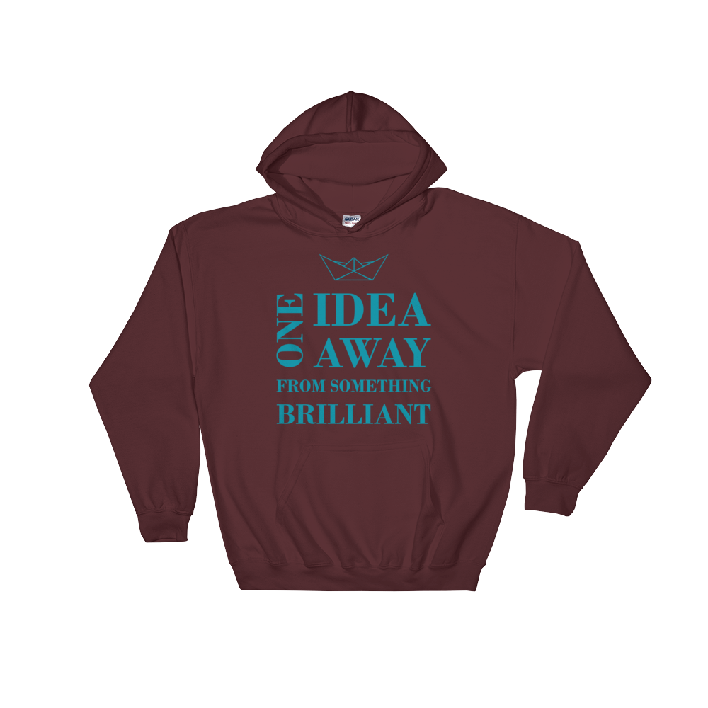 One Idea Away Unisex Hooded Sweatshirt, Collection Origami Boat-Maroon-S-Tamed Winds-tshirt-shop-and-sailing-blog-www-tamedwinds-com