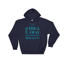 One Idea Away Unisex Hooded Sweatshirt, Collection Origami Boat-Navy-S-Tamed Winds-tshirt-shop-and-sailing-blog-www-tamedwinds-com