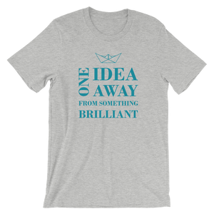 One Idea Away Unisex T-Shirt, Collection Origami Boat-Athletic Heather-S-Tamed Winds-tshirt-shop-and-sailing-blog-www-tamedwinds-com