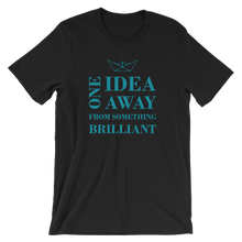 One Idea Away Unisex T-Shirt, Collection Origami Boat-Black-S-Tamed Winds-tshirt-shop-and-sailing-blog-www-tamedwinds-com