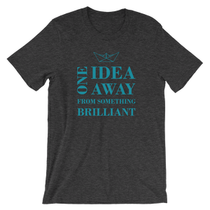 One Idea Away Unisex T-Shirt, Collection Origami Boat-Dark Grey Heather-S-Tamed Winds-tshirt-shop-and-sailing-blog-www-tamedwinds-com