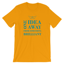One Idea Away Unisex T-Shirt, Collection Origami Boat-Gold-S-Tamed Winds-tshirt-shop-and-sailing-blog-www-tamedwinds-com