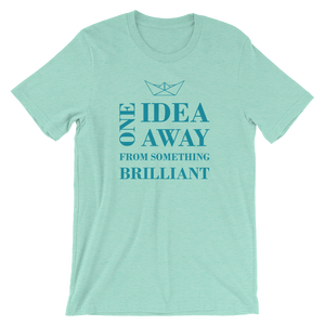 One Idea Away Unisex T-Shirt, Collection Origami Boat-Heather Mint-S-Tamed Winds-tshirt-shop-and-sailing-blog-www-tamedwinds-com