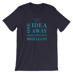 One Idea Away Unisex T-Shirt, Collection Origami Boat-Navy-S-Tamed Winds-tshirt-shop-and-sailing-blog-www-tamedwinds-com