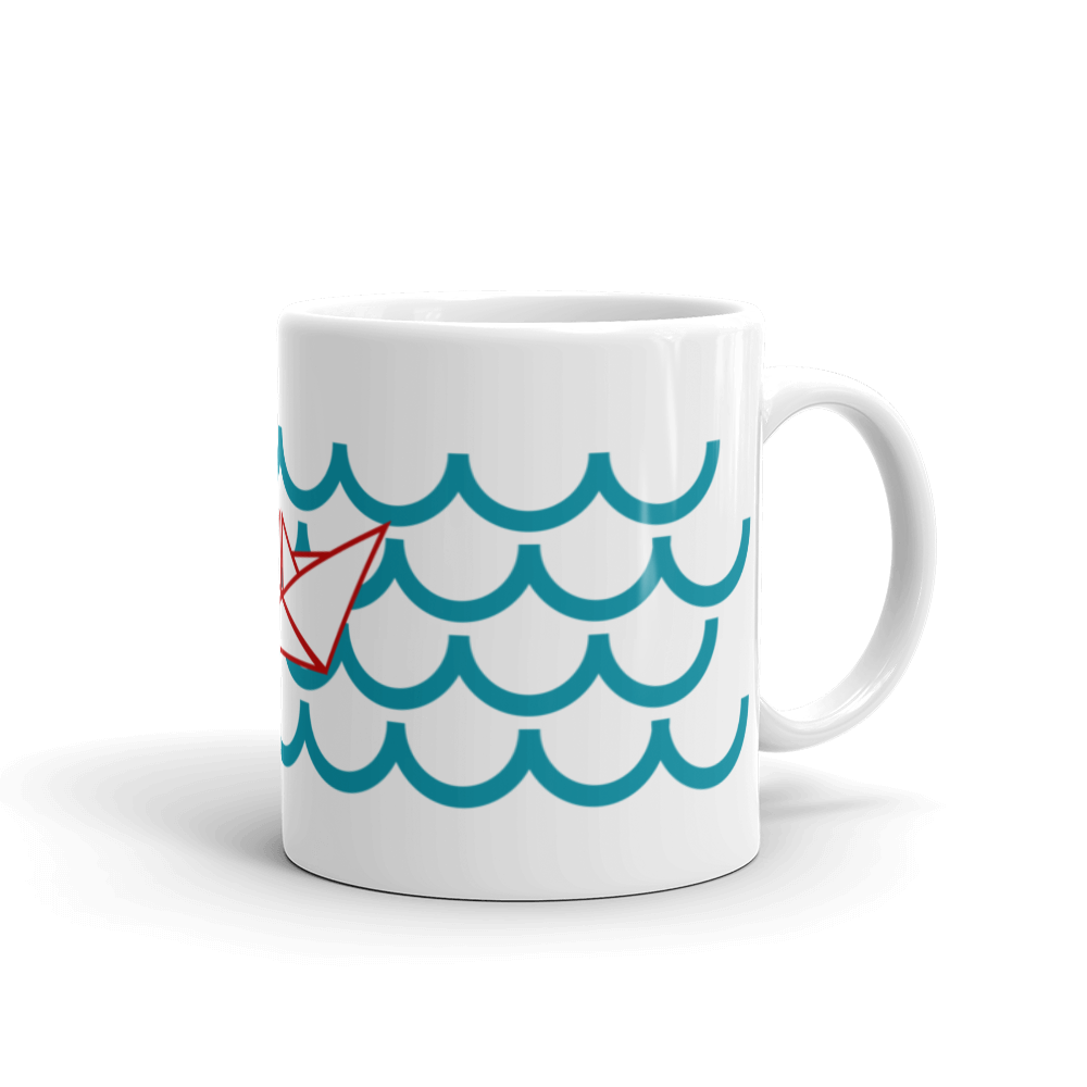 One Paper Boat Mug 325 ml, Collection Origami Boat-Tamed Winds-tshirt-shop-and-sailing-blog-www-tamedwinds-com
