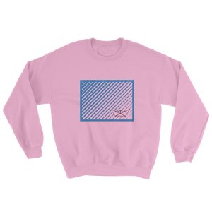 Paper Boat Unisex Crewneck Sweatshirt, Collection Origami Boat-Light Pink-S-Tamed Winds-tshirt-shop-and-sailing-blog-www-tamedwinds-com