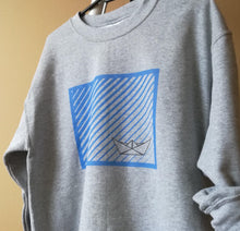 Paper Boat Unisex Crewneck Sweatshirt, Collection Origami Boat-Tamed Winds-tshirt-shop-and-sailing-blog-www-tamedwinds-com