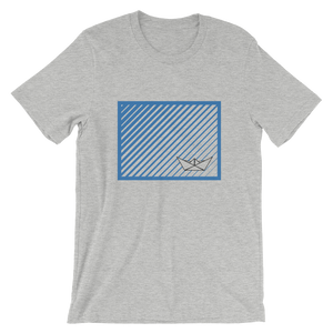 Paper Boat Unisex T-Shirt, Collection Origami Boat-Athletic Heather-S-Tamed Winds-tshirt-shop-and-sailing-blog-www-tamedwinds-com