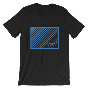 Paper Boat Unisex T-Shirt, Collection Origami Boat-Black-S-Tamed Winds-tshirt-shop-and-sailing-blog-www-tamedwinds-com