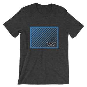 Paper Boat Unisex T-Shirt, Collection Origami Boat-Dark Grey Heather-S-Tamed Winds-tshirt-shop-and-sailing-blog-www-tamedwinds-com