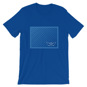 Paper Boat Unisex T-Shirt, Collection Origami Boat-True Royal-S-Tamed Winds-tshirt-shop-and-sailing-blog-www-tamedwinds-com