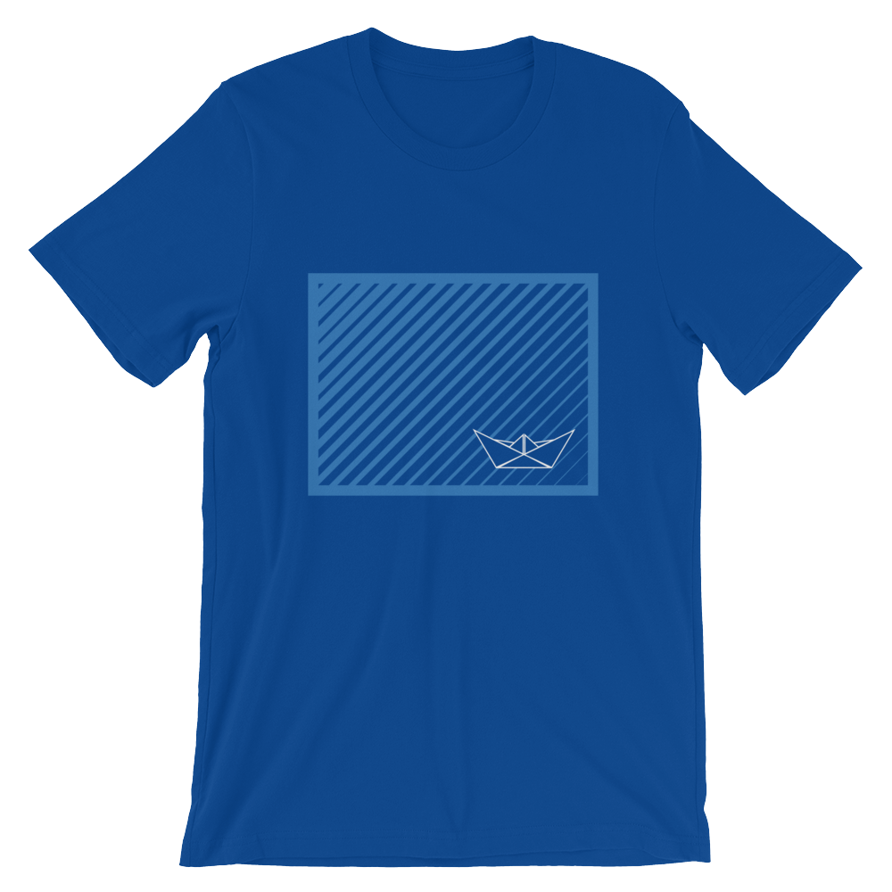 Paper Boat Unisex T-Shirt, Collection Origami Boat-True Royal-S-Tamed Winds-tshirt-shop-and-sailing-blog-www-tamedwinds-com