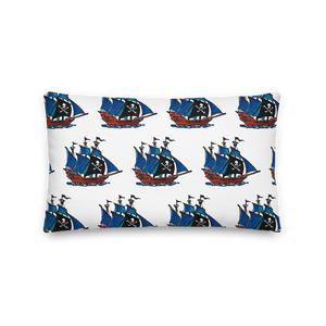 Pirate Schooner Decorative Pillow, Collection Ships & Boats-Tamed Winds-tshirt-shop-and-sailing-blog-www-tamedwinds-com