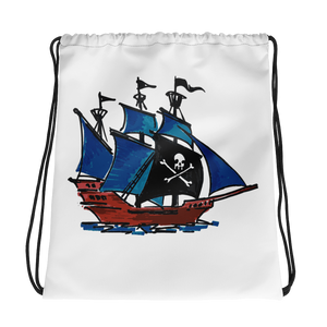 Pirate Schooner Drawstring Bag, Collection Ships & Boats-Tamed Winds-tshirt-shop-and-sailing-blog-www-tamedwinds-com