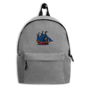 Pirate Schooner Embroidered Backpack, Collection Ships & Boats-Tamed Winds-tshirt-shop-and-sailing-blog-www-tamedwinds-com