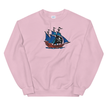 Pirate Schooner Unisex Crewneck Sweatshirt, Collection Ships & Boats-Light Pink-S-Tamed Winds-tshirt-shop-and-sailing-blog-www-tamedwinds-com
