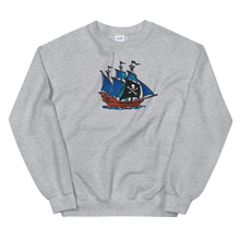 Pirate Schooner Unisex Crewneck Sweatshirt, Collection Ships & Boats-Sport Grey-S-Tamed Winds-tshirt-shop-and-sailing-blog-www-tamedwinds-com