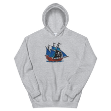 Pirate Schooner Unisex Hooded Sweatshirt, Collection Ships & Boats-Sport Grey-S-Tamed Winds-tshirt-shop-and-sailing-blog-www-tamedwinds-com