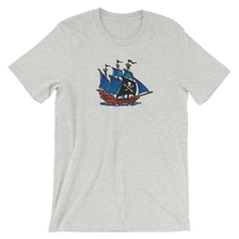 Pirate Schooner Unisex T-Shirt, Collection Ships & Boats-Athletic Heather-S-Tamed Winds-tshirt-shop-and-sailing-blog-www-tamedwinds-com