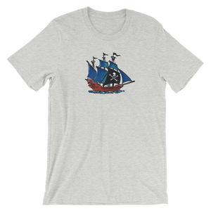 Pirate Schooner Unisex T-Shirt, Collection Ships & Boats-Athletic Heather-S-Tamed Winds-tshirt-shop-and-sailing-blog-www-tamedwinds-com