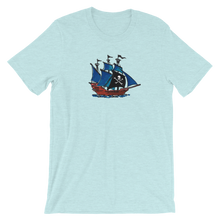 Pirate Schooner Unisex T-Shirt, Collection Ships & Boats-Heather Prism Ice Blue-XS-Tamed Winds-tshirt-shop-and-sailing-blog-www-tamedwinds-com