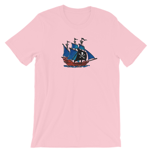 Pirate Schooner Unisex T-Shirt, Collection Ships & Boats-Pink-S-Tamed Winds-tshirt-shop-and-sailing-blog-www-tamedwinds-com