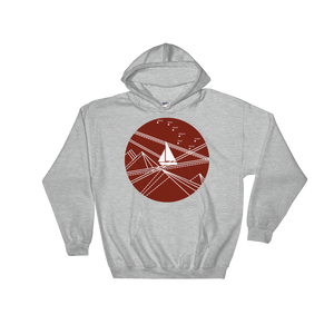 Red Stormy Big Dipper Unisex Hooded Sweatshirt, Collection Fjaka-Sport Grey-S-Tamed Winds-tshirt-shop-and-sailing-blog-www-tamedwinds-com