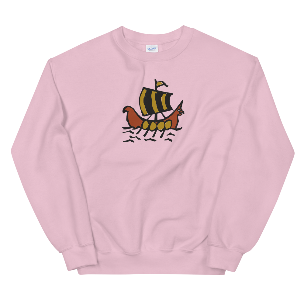 Roman Galleon Unisex Crewneck Sweatshirt, Collection Ships & Boats-Light Pink-S-Tamed Winds-tshirt-shop-and-sailing-blog-www-tamedwinds-com
