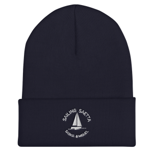 Sailing Saetta Cuffed Beanie, Embroidered Logo-Navy-Tamed Winds-tshirt-shop-and-sailing-blog-www-tamedwinds-com