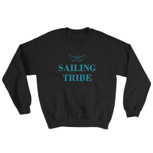 Sailing Tribe Unisex Crewneck Sweatshirt, Collection Origami Boat-Black-S-Tamed Winds-tshirt-shop-and-sailing-blog-www-tamedwinds-com