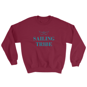 Sailing Tribe Unisex Crewneck Sweatshirt, Collection Origami Boat-Maroon-S-Tamed Winds-tshirt-shop-and-sailing-blog-www-tamedwinds-com