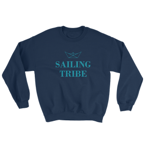 Sailing Tribe Unisex Crewneck Sweatshirt, Collection Origami Boat-Navy-S-Tamed Winds-tshirt-shop-and-sailing-blog-www-tamedwinds-com