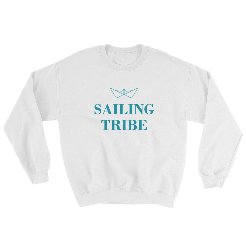 Sailing Tribe Unisex Crewneck Sweatshirt, Collection Origami Boat-White-S-Tamed Winds-tshirt-shop-and-sailing-blog-www-tamedwinds-com